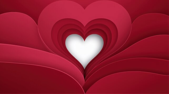 Bright red hearts form layered patterns, highlighting a central white heart. This vibrant design is perfect for romantic occasions or celebrations of love. - Powered by Adobe