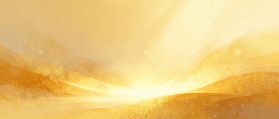 Abstract golden background with soft waves and glowing light effects