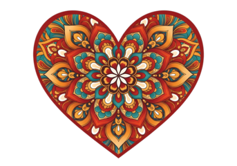 Heart shaped mandala with intricate floral patterns