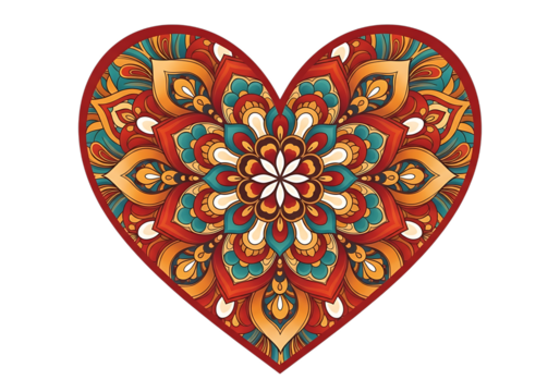 Heart shaped mandala with intricate floral patterns