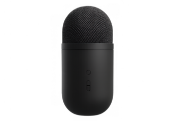 Black modern usb podcast microphone on transparent background, ideal for recording vocals, streaming, and broadcasting media content