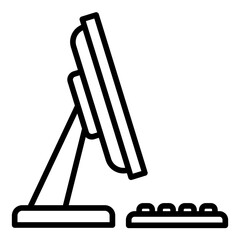 computer outline icon in working position for desktop use