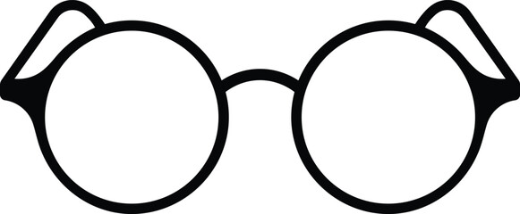 Black round eyeglasses with thick frames on white background round glasses spectacles