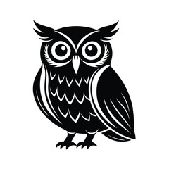 Saw whet owl silhouette black vector icon