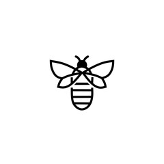Bee line art on white background Vector 