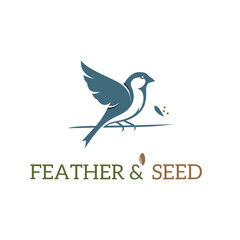 Obraz premium Minimalist Sparrow Bird Vector Logo Design with Seeds