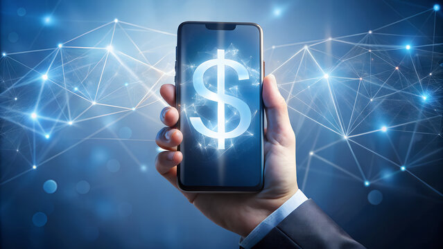 Dollar Sign Smartphone Finance Payment Currency Online Mobile Technology Hand Digital Connection Network Business Investment Modern Application Future
