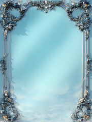 A blue frame with a white border