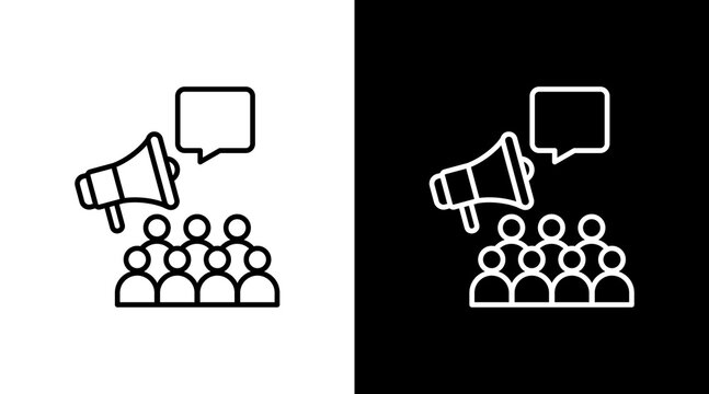 Public Relations  White Icon Set Design