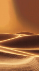Golden sand dunes under sunset light