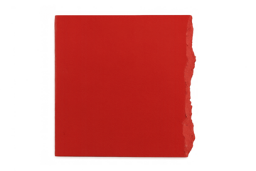 Red torn paper scrap with blank space for text, isolated on a transparent background, ragged edge concept