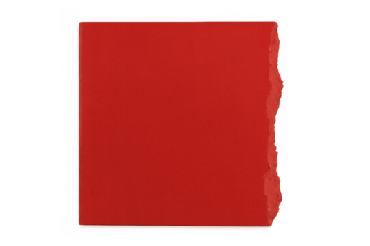 Red torn paper scrap with blank space for text, isolated on a transparent background, ragged edge concept