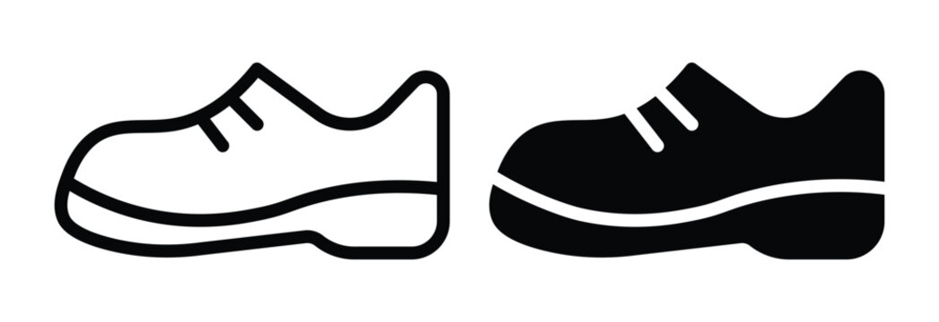 Black and White Silhouettes of Casual Shoes for Fashion and Footwear Design