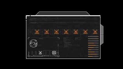 Futuristic Digital Interface with Glowing Orange Indicators and Data Streams. - Powered by Adobe