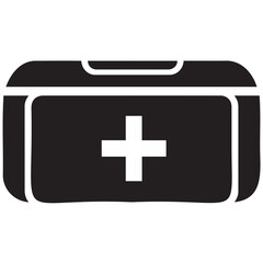 Obraz premium First aid kit icon with cross symbol for health care or medical emergency