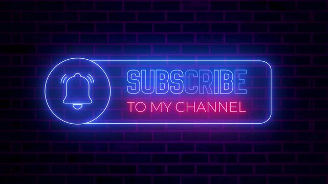 Neon Glow Subscribe to My Channel Brick Wall YouTube End Screen Animation