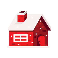 Snowy Christmas house design icon
