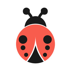 Cute ladybug with red shell and black spots resting on white surface, symbolizing nature and childhood innocence.