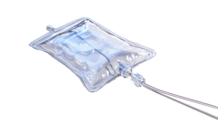 Medical iv bag with fluid isolated on transparent background