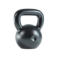 Black cast iron kettlebell for weightlifting isolated on transparent background