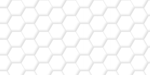 Fototapeta premium White abstract hexagonal paper background. Luxury White grid Pattern. Futuristic emboss honeycomb mosaic white background. geometric mesh cell texture. modern futuristic wallpaper. 