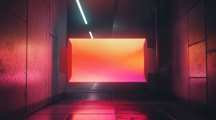 A party invitation made of flexible e-paper, displaying an animated, abstract light show, in a sleek, minimalist envelope, futuristic setting, warm interior light