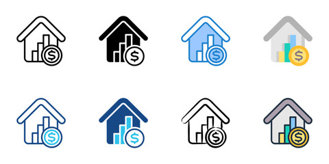 Real estate investment icon set multiple style collection 
