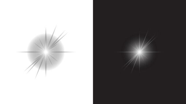 Bright Starburst Light Effect on Dark Background &ndash; Lens Flare Glow
