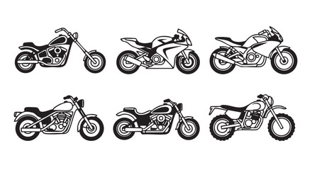 Black and white vector illustration of two motorcycles isolated on white