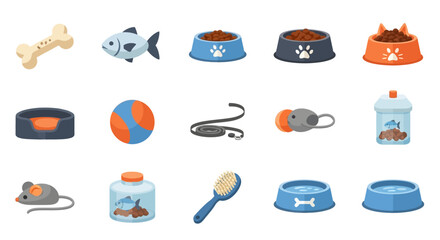 Collection of Pet Accessories and Toys for Dogs and Cats.