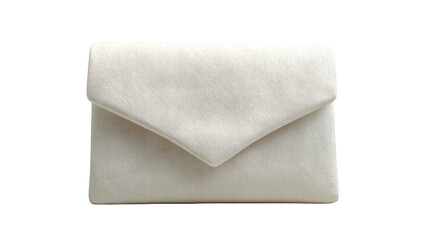 Small white textured pouch folded on a transparent background isolated on transparent background