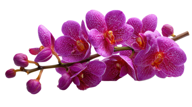 Exquisite Orchid Blossoms: A stunning branch of vibrant purple orchids unfurls its delicate petals, a testament to the artistry of nature. capturing the essence of elegance and grace.