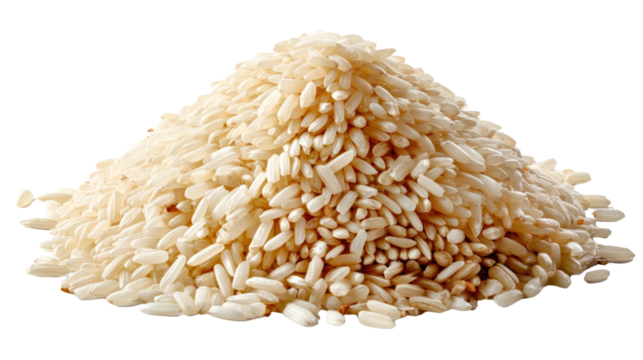 Golden Rice: A close-up shot captures a heap of golden rice grains, showcasing the subtle textures and tones of this staple food