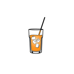 Iced Orange Juice Glass Illustration