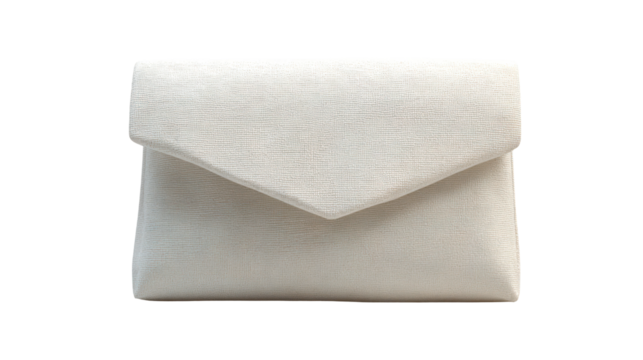 White textured envelope or small pouch isolated on transparent background