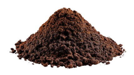 A Pile of Rich Ground Coffee: A close-up view presents a mound of freshly ground coffee, its rich brown hue promising a bold and flavorful brew.