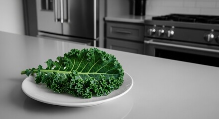 Monochrome Kitchen with One Green Vegetable