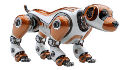 Cybernetic Companion: A robotic dog, combining the charm of a canine with the advancements of technology. Its metallic components and intricate design represent the future of companionship.