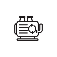 Fototapeta premium Asset Lifecycle Management (ALM) icon symbolizing the full equipment timeline. Features machinery with a renewal or cycle arrow, representing stages from acquisition to disposal and maintenance.