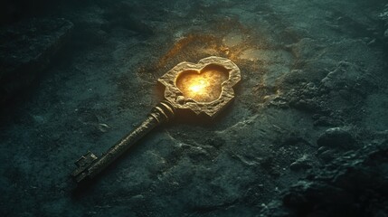An ancient key forged from solidified moonlight, intricate, otherworldly design, promising to unlock hidden spiritual truths, dramatic key light