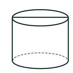 A simplified cylinder illustration in clean flat style, featuring an outlined top ellipse for use in geometry learning, math worksheets, and educational diagrams.
