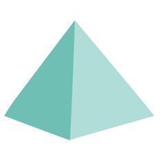 A simple geometric pyramid illustrated in a clean flat style, representing three-dimensional shapes for math education, learning materials, school worksheets, and visual design projects.