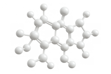 White molecular structure with connected atoms. Exploring scientific research and chemistry represented in 3d rendering