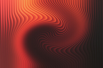 Abstract swirling lines create a visually striking gradient of red and black