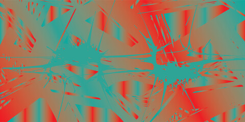 Abstract Turquoise Splatter on Red-Orange Gradient Background.