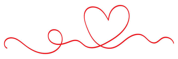 Heart line drawing ribbon in vector doodle sketch. Wedding, Valentine day love heart scribble line background