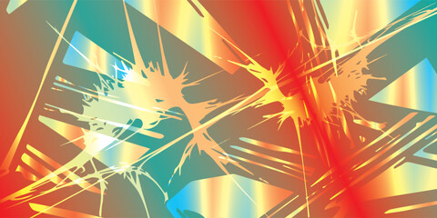 Abstract Splatter Art with Vibrant Red Yellow and Teal Gradients.
