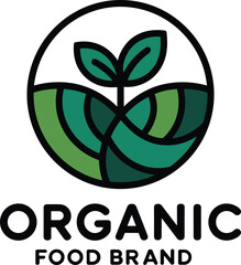Green plant sprout logo with organic food brand text vector