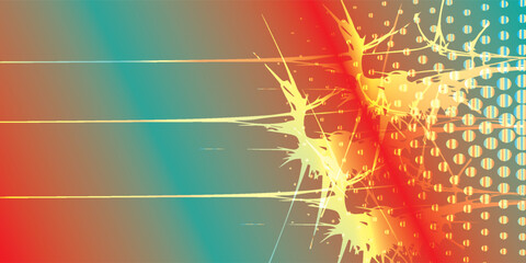 Abstract Gradient with Splatter and Dots Design.