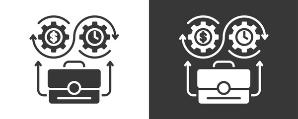 Working Time Icon Set Vector Collection Isolated In Black And White